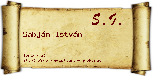 Sabján István névjegykártya